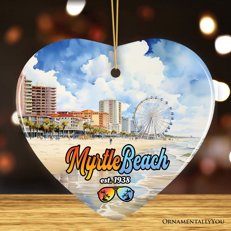 Classic Myrtle Beach Artistic Handcrafted Christmas Ornament, South Carolina Souvenir and Keepsake Decor