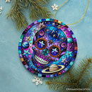 Cosmic Celestial Sugar Skull Ornament, Stellar Christmas Gift and Decor