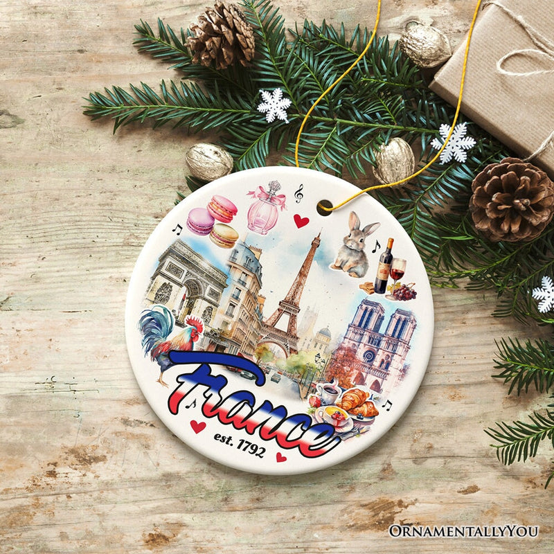 Elegant Art Compilation of French Landmarks Ornament, France Souvenir Gift