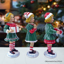 Elegant Victorian Christmas Girl Set of Three Figurines, 6" Holiday Home Decor