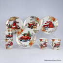 Farmhouse Christmas Set of 4 Plates with Real Gold Elements, Holiday Tableware Collection for Salad, Dessert, Appetizer, and Side Plates