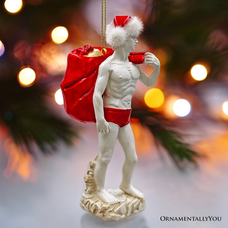 Festive Statue of David Ornament, Unique Italian Renaissance and Michelangelo Decor