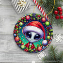 Galactic Winter Alien Ceramic Ornament, Festive Christmas Space Gift and Decor