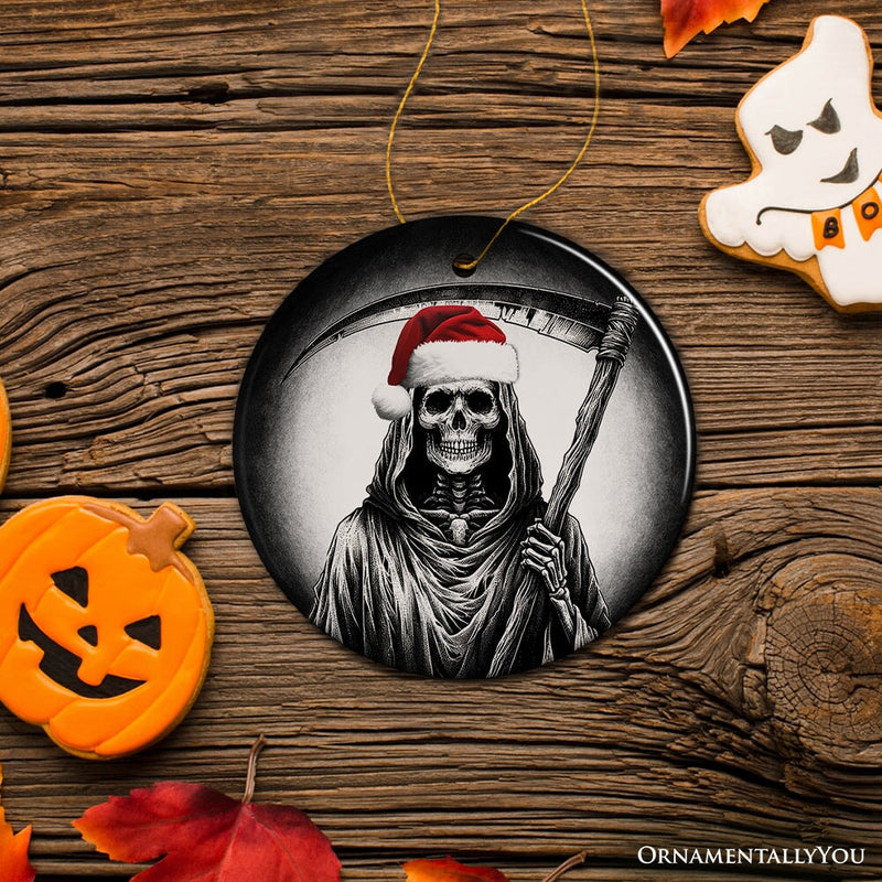 Haunting Santa Grim Reaper Ornament, Spooky Christmas Decor for Unique Halloween Tree Gift