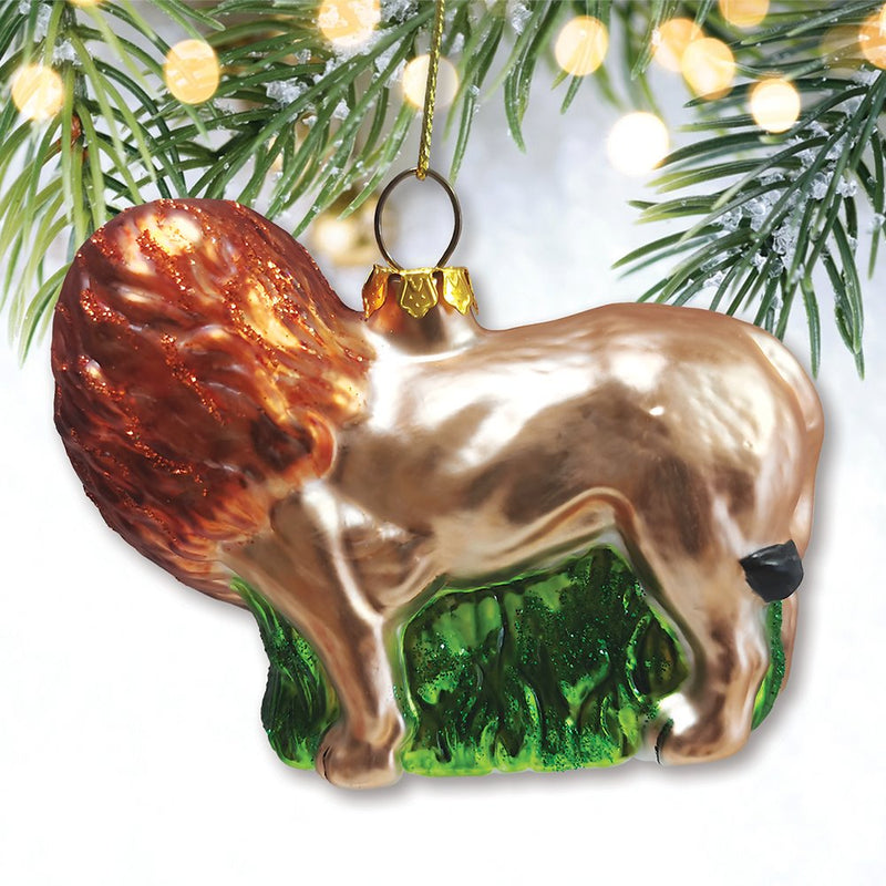 Exotic Safari Lion Glass Christmas Ornament