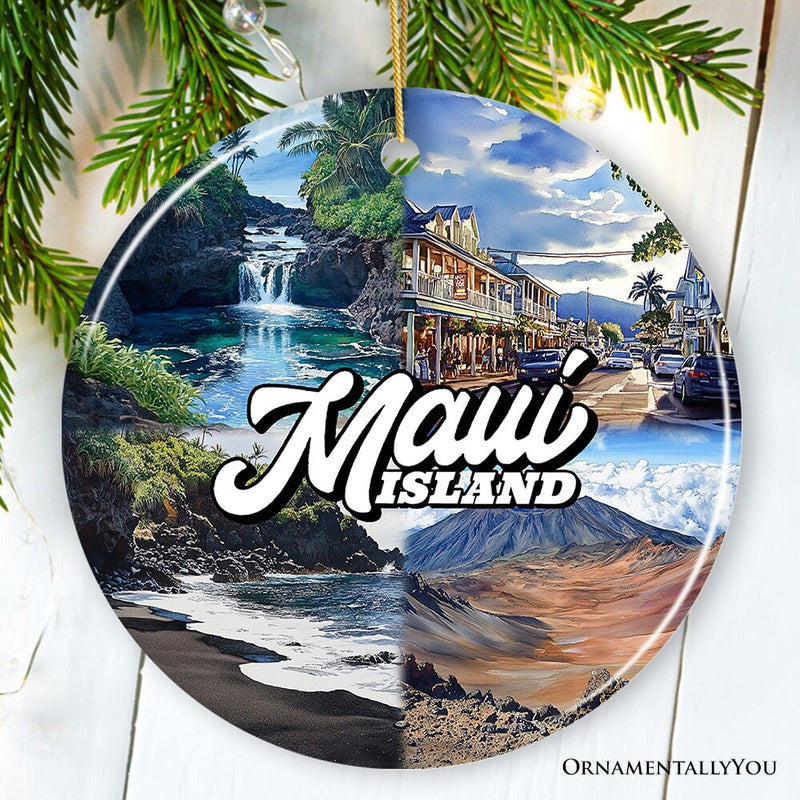 Majestic Maui Island Christmas Ornament, Hawaiian Tropical Paradise Gift and Travel Souvenir