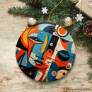 Pablo Picasso Modernist Mosaic Round Ceramic Ornament, Abstract Cubist Art Face Decoration Souvenir