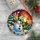 Radiant Sunset Glow Snowman Ornament, Frosty Guardian for Holiday Cheer Gift and Decor