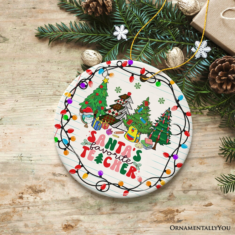 Santa’s Favorite Teacher Festive Holiday Christmas Gift Ornament