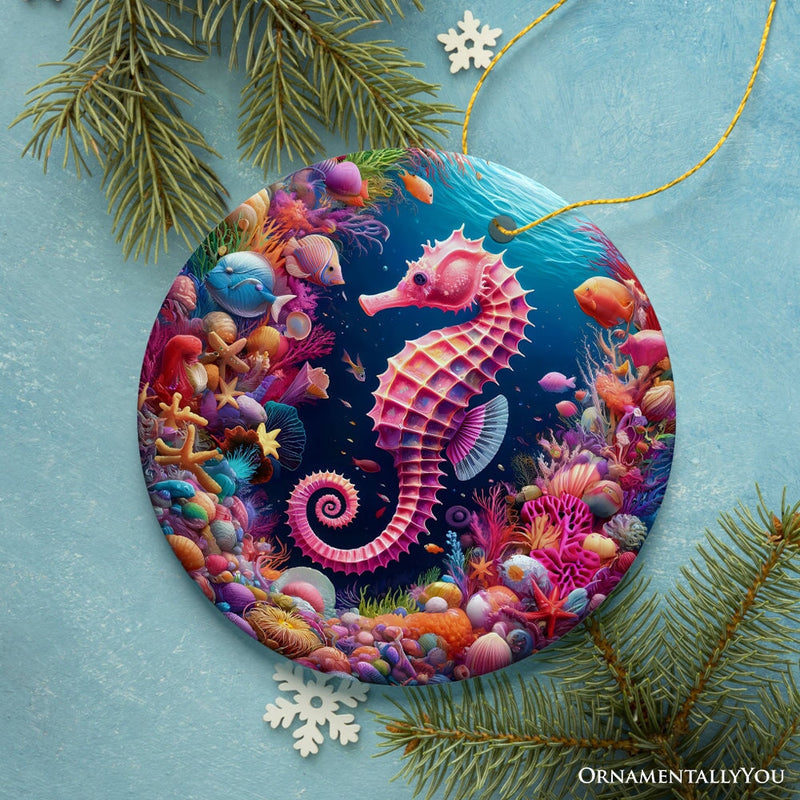 Tropical Tide Treasure Radiant Seahorse Ornament, Ocean-Themed Gift And Decor