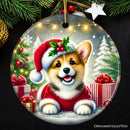 Adorable Welsh Corgi with Santa Hat Ornament, Jolly Christmas for Heartfelt Gift