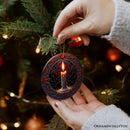 Candlelight for a Spine-Chilling Ambiance Stained Glass Style Ceramic Ornament, Halloween Themed Christmas Gift and Decor