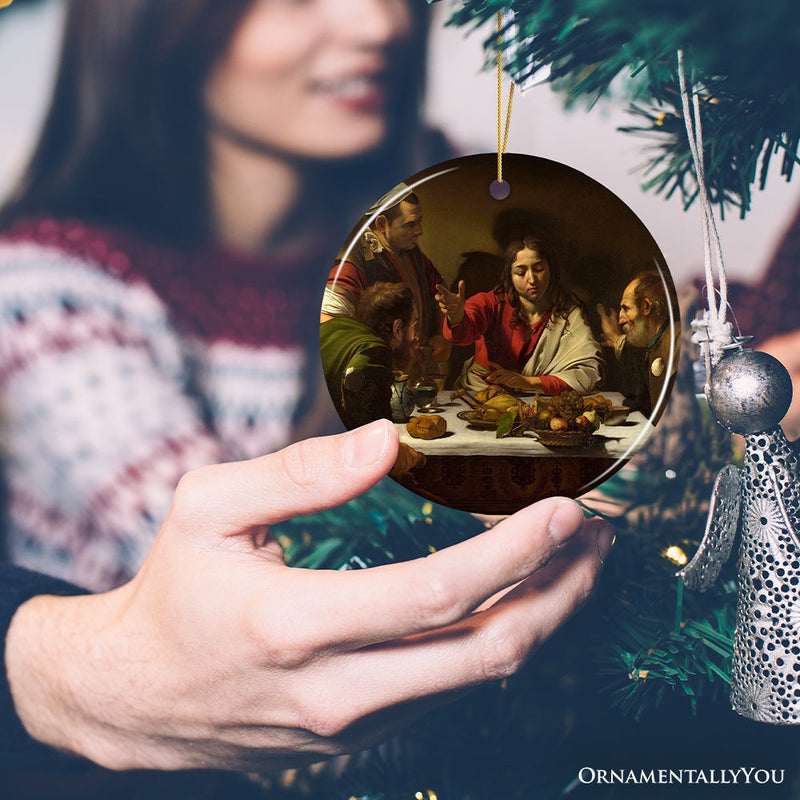 Caravaggio Supper at Emmaus Ornament, Famous Painting Christmas Decoration Souvenir