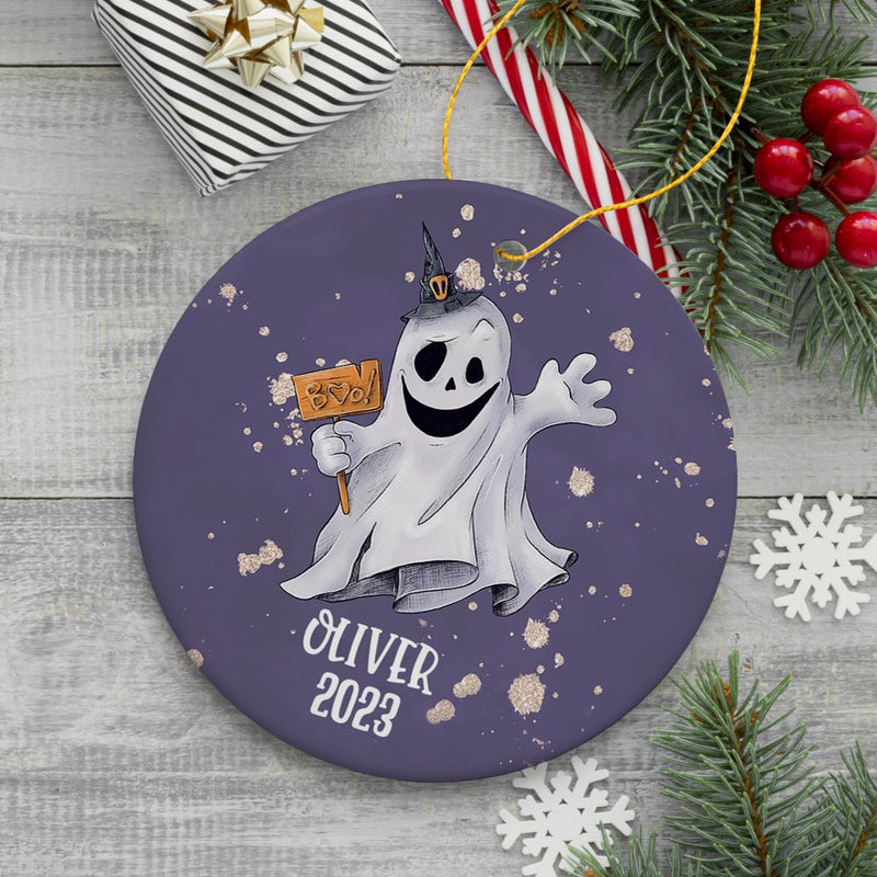 Customized Spooky Ghost Phantom Playful Halloween Ornament