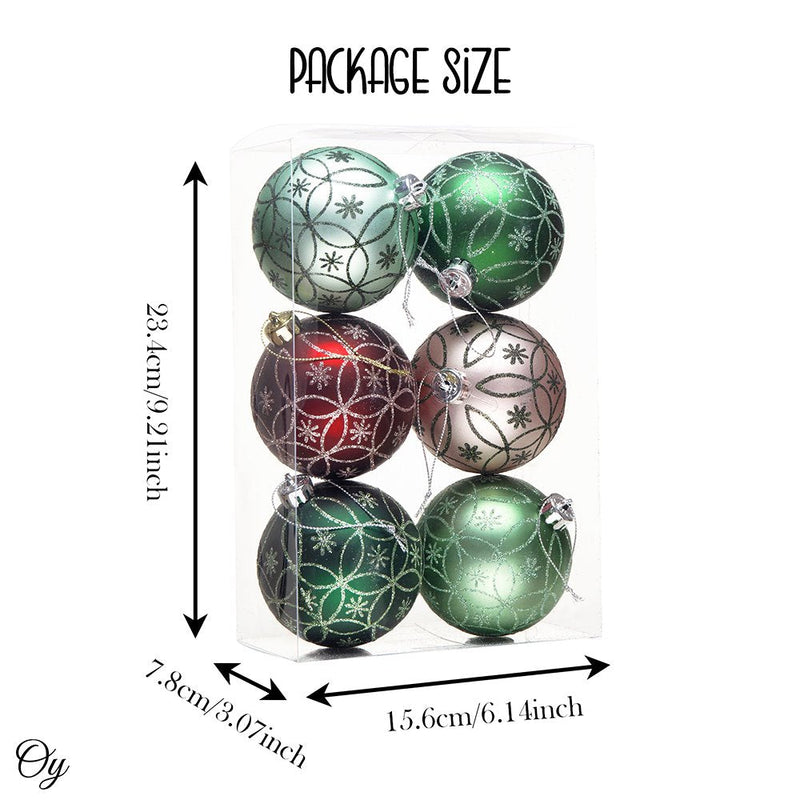 Enchanting Subtle Nature Ornament Bundle, Set of 6 Pine Green, Light Green, Mint Green, Pink and Matte Red Baubles