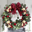 Exquisite Plaid Bow and Bears 20" Christmas Wreath, Holiday Door Decoration