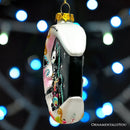 Folkloric Siamese Cat Sugar Skull Glass Ornament, Celestial Crescent Moon Halloween Decor