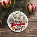 Illustrated Barcelona Landmarks Ceramic Ornament, Spain Travel Souvenir and Christmas Gift
