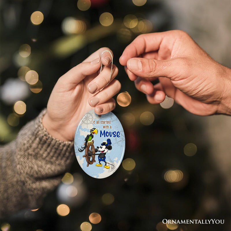 It All Started With a Mouse Quote Ornament, Inspiring Steamboat Willie Christmas Gift