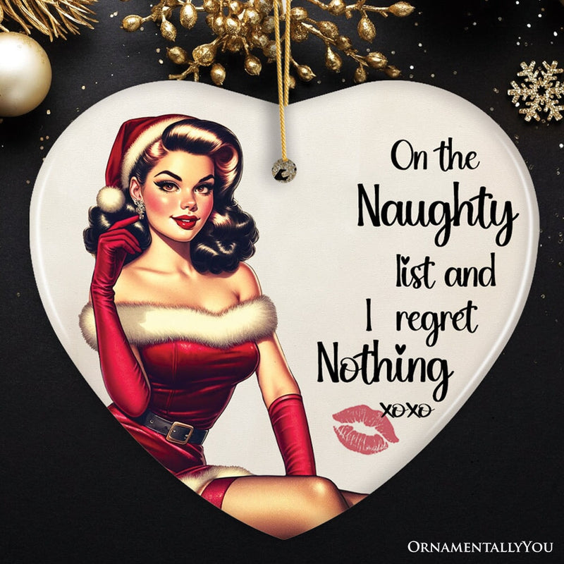 On the Naughty List and I Regret Nothing Funny Christmas Ornament, Dirty Joke Secret Santa Gift