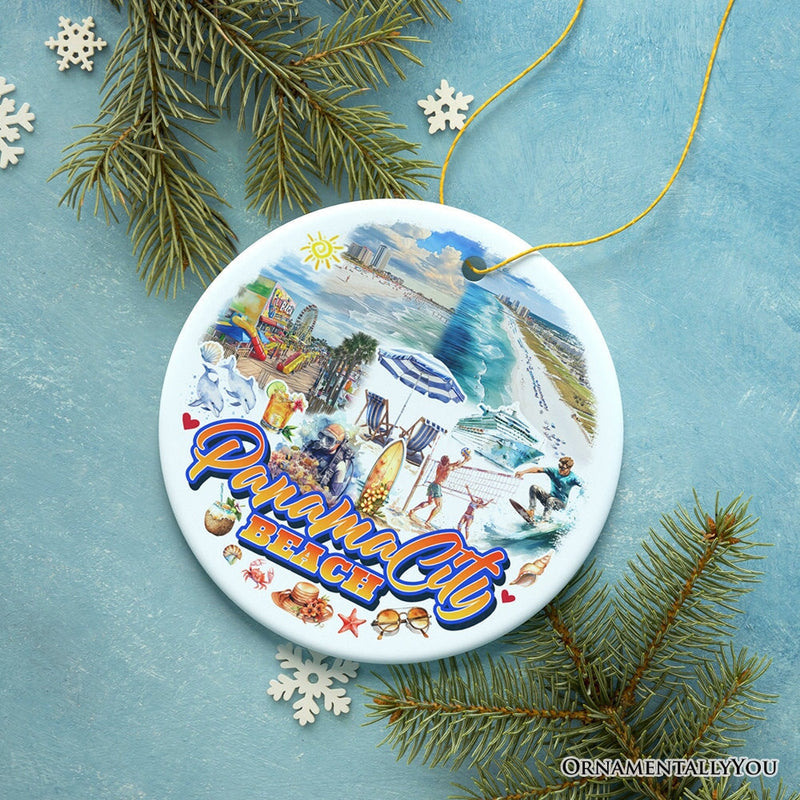 Panama City Beach Tropical Paradise Ornament, Florida Coastal Christmas Gift and Souvenir