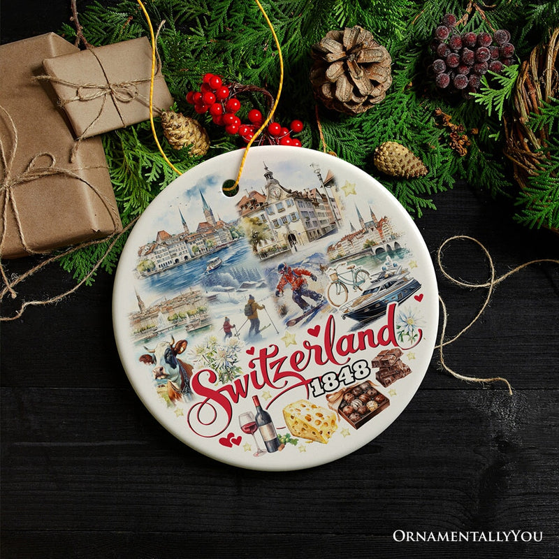 Picturesque Switzerland Landmarks Ornament, Bern Travel Souvenir and Christmas Gift