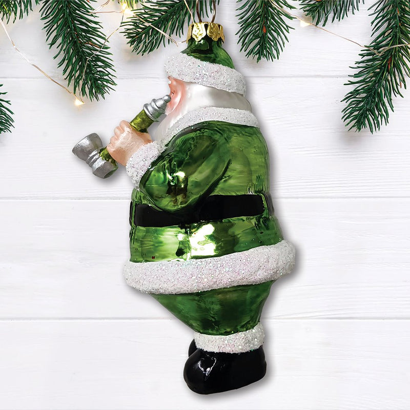 (Pre-Order) Pothead Santa Glass Christmas Ornament, Merry Weedmas Funny Pot Decoration