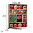 Rustic Christmas Adventure Ornament Bauble 60 Piece Set, Camping Truck, Acorns, Woods Theme