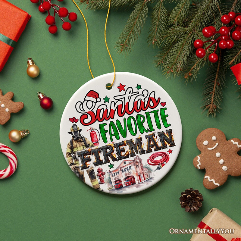 Santa's Favorite Fireman and Firewoman Ornament, Artistic Christmas Appreciation Keepsake
