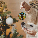 Savannah's Wild Dog Stained Glass Style Ceramic Ornament, Safari Animals Christmas Gift and Decor