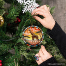 Serengeti Splendor Giraffe Stained Glass Style Ceramic Ornament, Safari Animals Christmas Gift and Decor