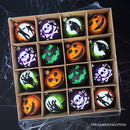 The Face of Spooky Horror 16 Piece Ornament Shatterproof Bundle Set, Halloween Pumpkin, Zombie, and Goblin