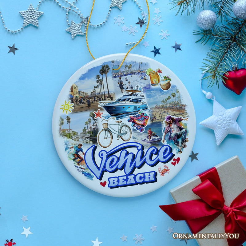 Vibrant Venice Beach Ornament, Californian Coastal Urban Christmas Gift and Keepsake