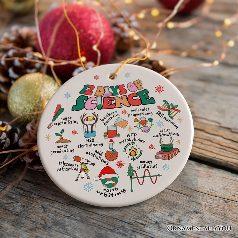 12 Days of Science Ornament, Christmas Gift for Scientist Nerd or Teacher