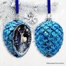 Arctic Animal Illustration Pinecone Glass Christmas Ornament Set