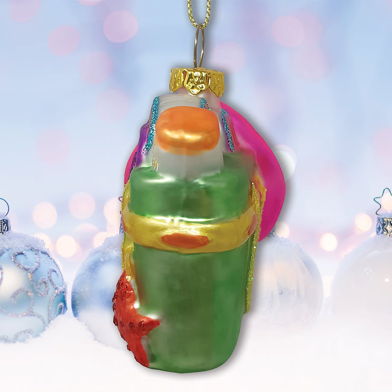 Coastal Beach Bag Glass Christmas Ornament, Ocean Seaside Nautical Home Tree Decoration