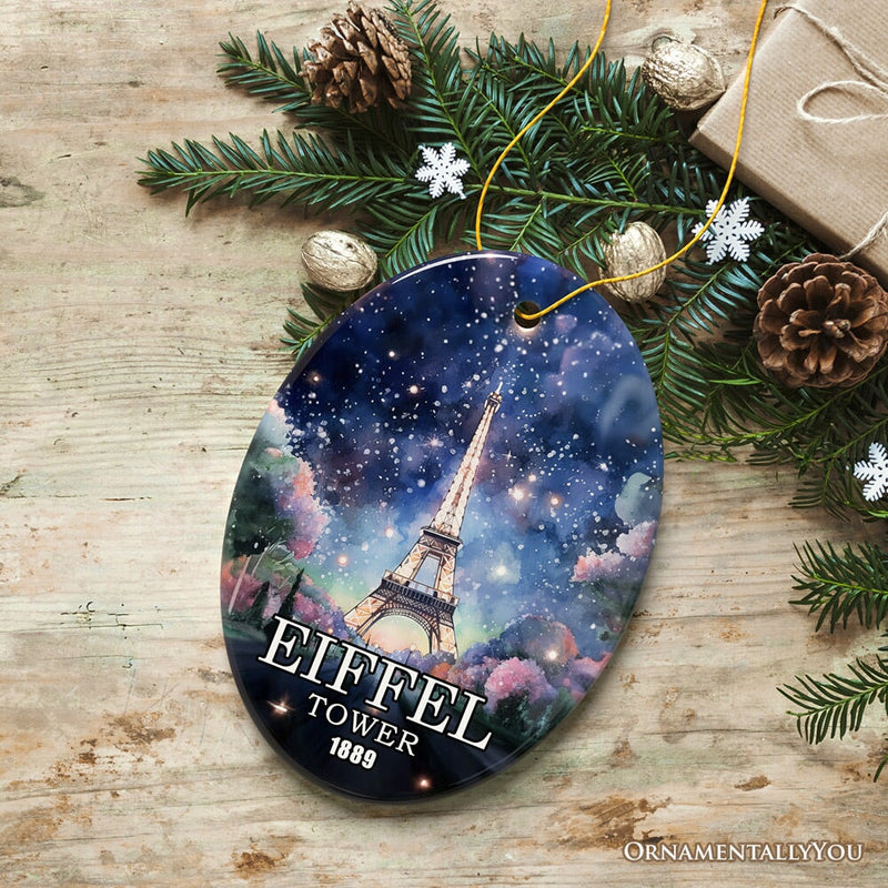 Eiffel Tower Majestic Night View Christmas Ornament, France Souvenir and Gift