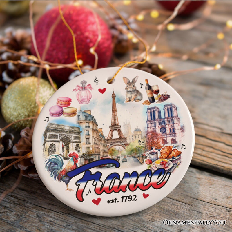 Elegant Art Compilation of French Landmarks Ornament, France Souvenir Gift