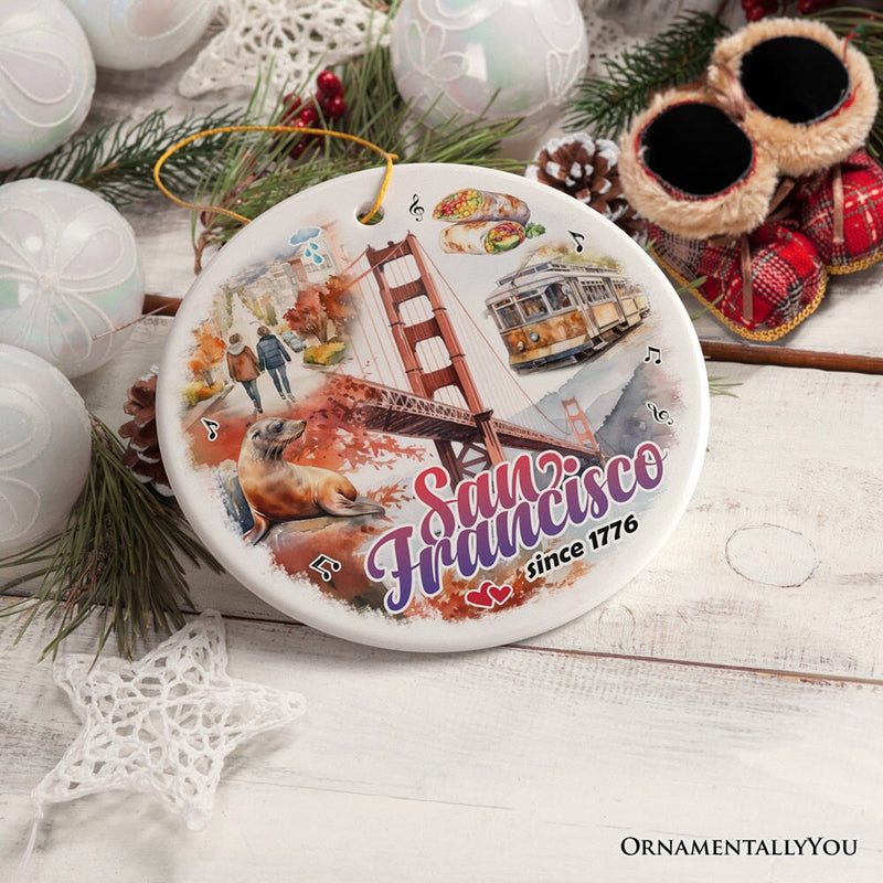 Elegant Cultural and Artistic San Francisco Ornament, California Traveler Souvenir Gift