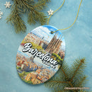Illustrated Barcelona Landmarks Ceramic Ornament, Spain Travel Souvenir and Christmas Gift