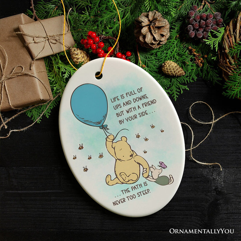 Life's Ups and Downs are Easier With a Friend Ornament, Pooh Bear's Uplifting Quote Christmas Keepsake and Decor