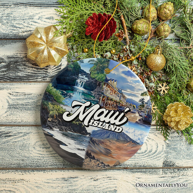 Majestic Maui Island Christmas Ornament, Hawaiian Tropical Paradise Gift and Travel Souvenir