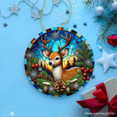 Majestic Winter Deer in Holly Branches Ornament, Enchanting Holiday Wonderland for Christmas Tree Decor