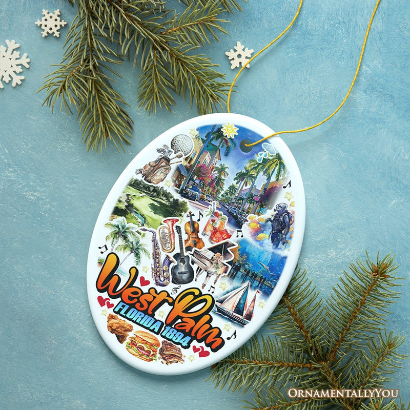 Marvelous West Palm Beach Florida Ornament, Artistic Paradise and Southern Souvenir