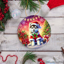 Merry Holly Berry Siberian Husky Ornament, Whimsical Christmas Tree Decor