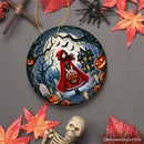 Mysterious Red Riding Hood in the Woods Ornament, Spooky Halloween Tree Decor