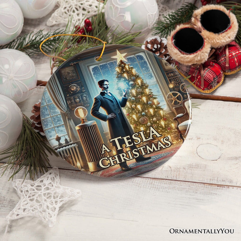 Nikola Tesla Christmas Ornament, Scientific Gift for Science Nerd or Teacher