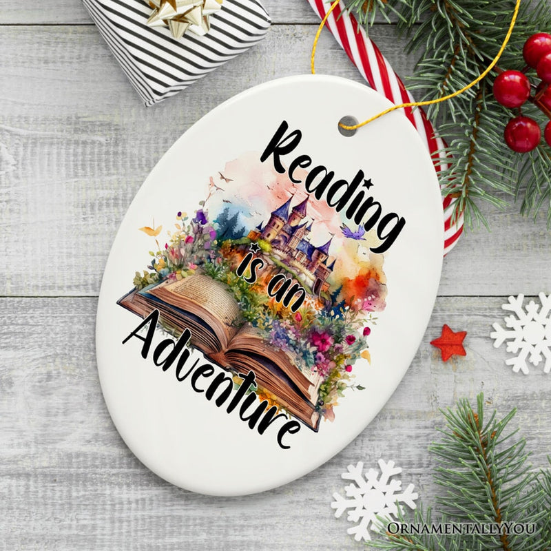 Reading is an Adventure Ornament, Book Lover of Fiction Christmas Gift