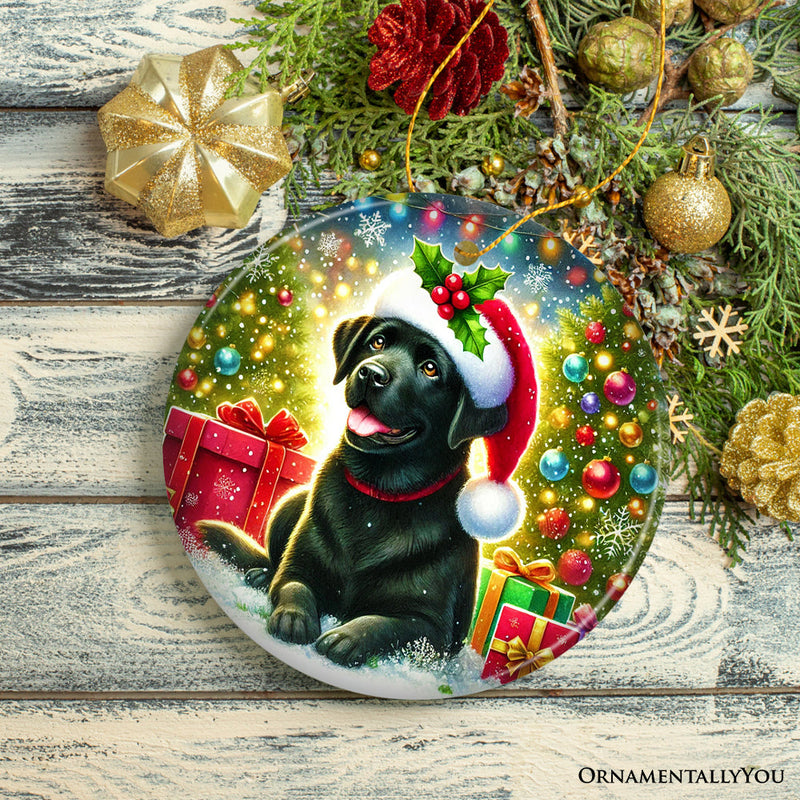 Sparkling Yuletide Black Labrador Retriever Ornament, Joyful Christmas Gift