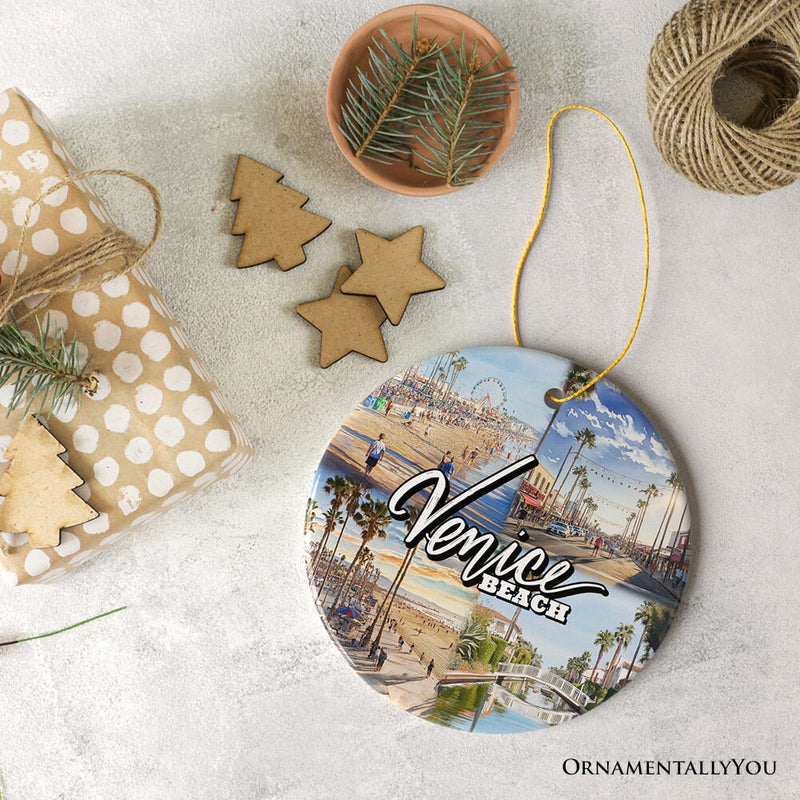 Vibrant Venice Beach Ornament, Californian Coastal Urban Christmas Gift and Keepsake